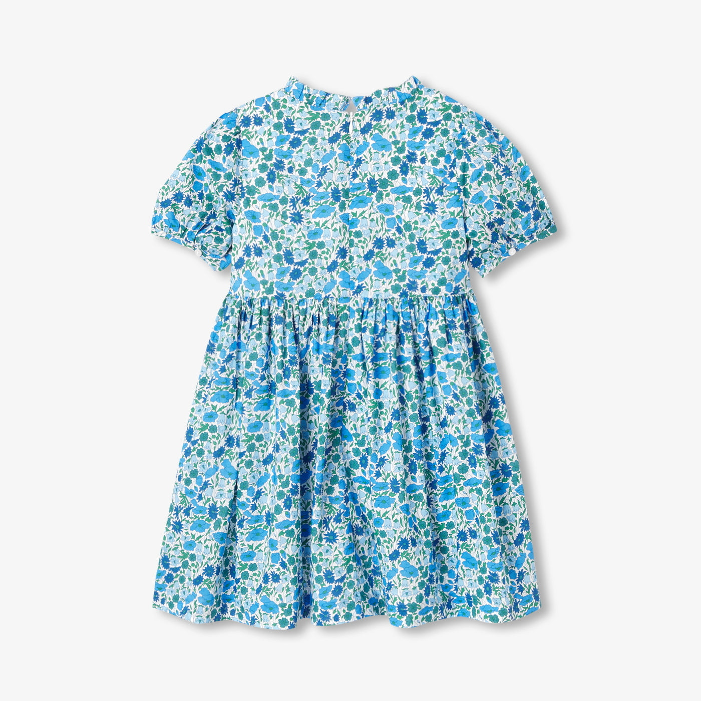 Girl puff sleeve dress in Liberty fabric - blanc/multico