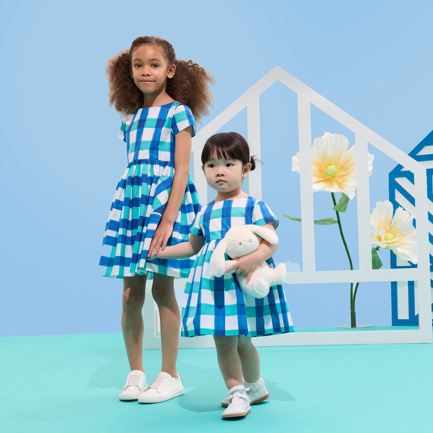Girl short sleeve dress - blanc/multico