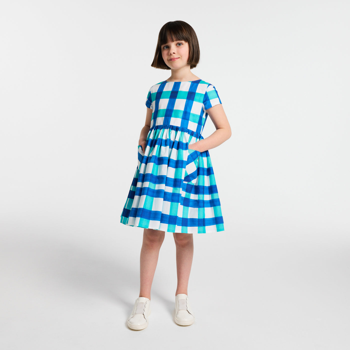 Girl short sleeve dress - blanc/multico