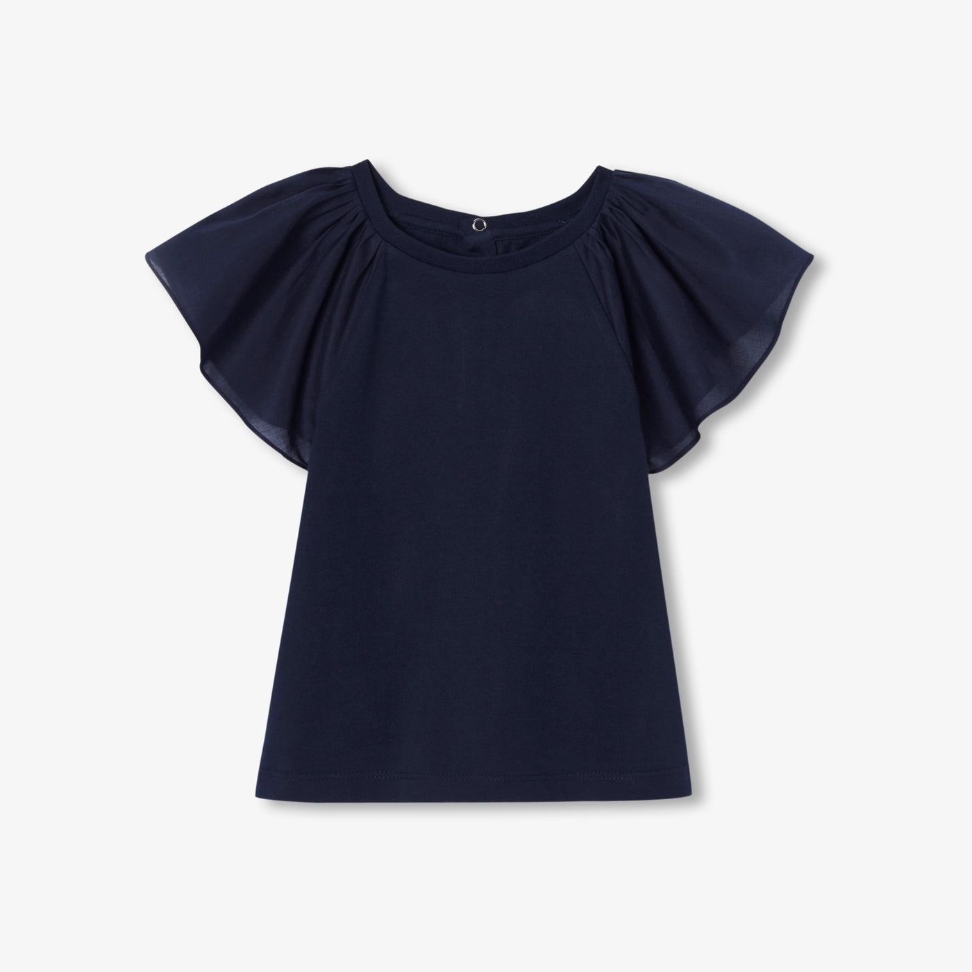 Girl ruffled sleeve T-shirt - marine jacadi