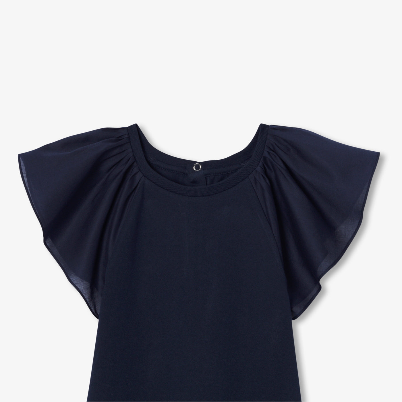 Girl ruffled sleeve T-shirt - marine jacadi