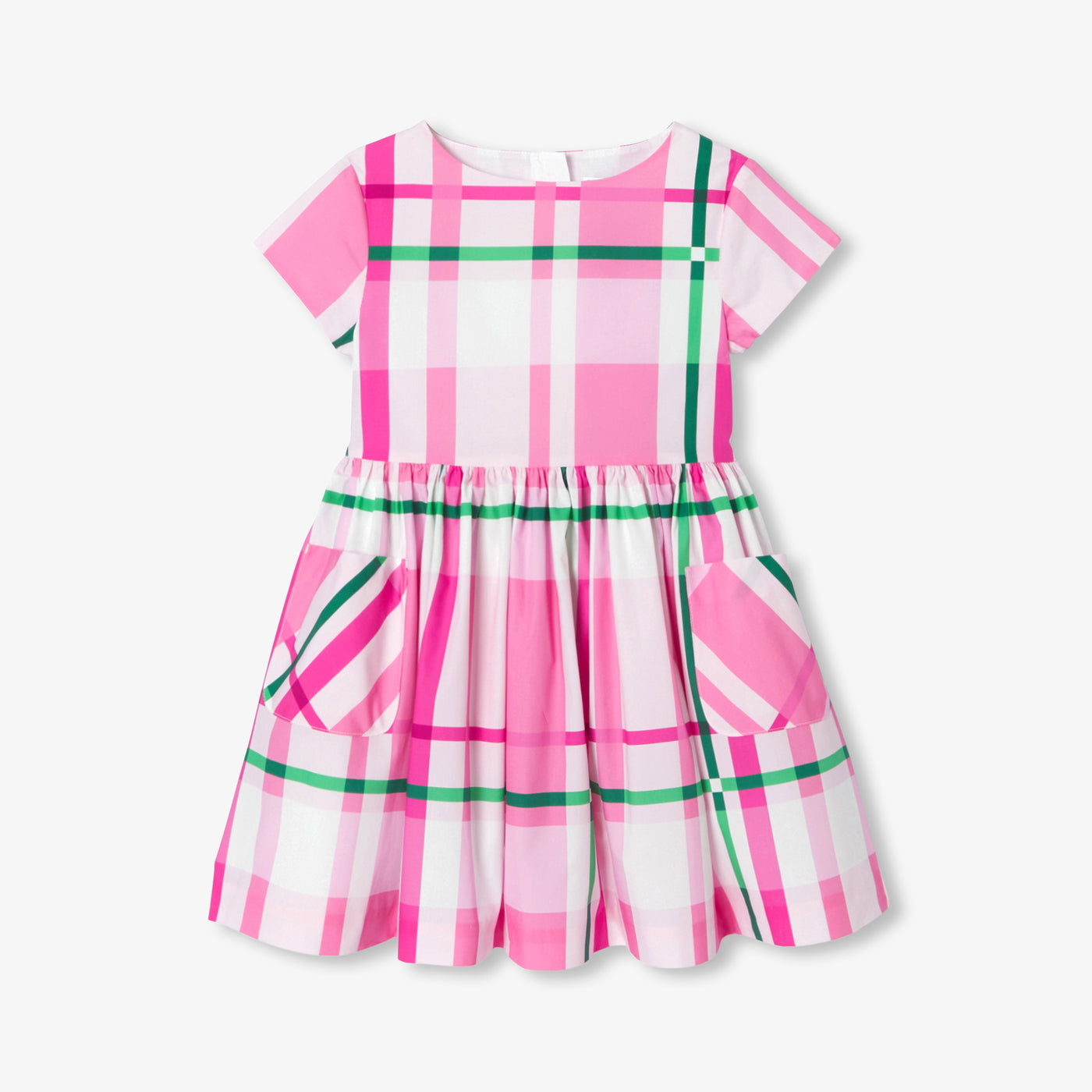 Girl checkered dress - rose/multico