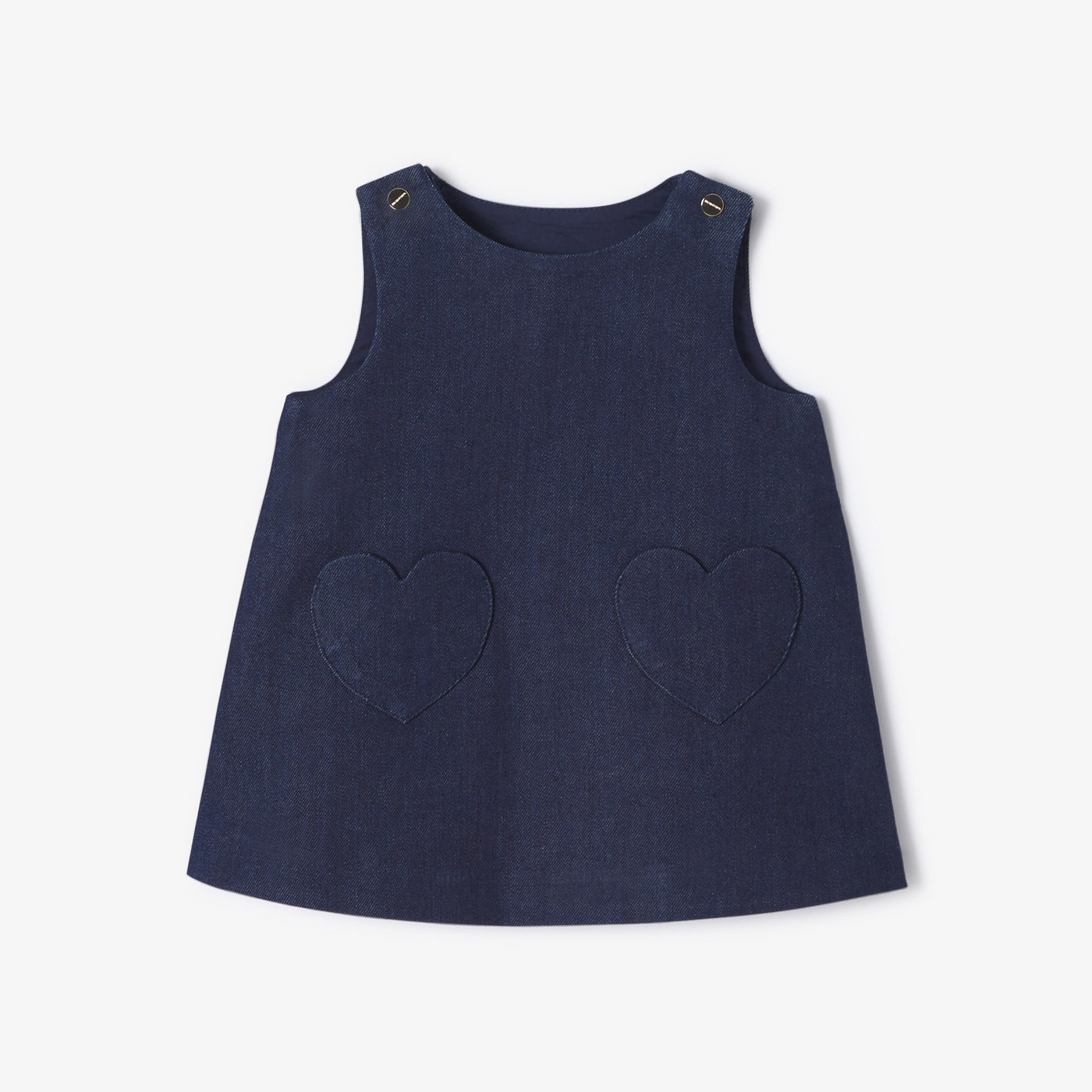 Baby girl denim pinafore dress - denim fonce