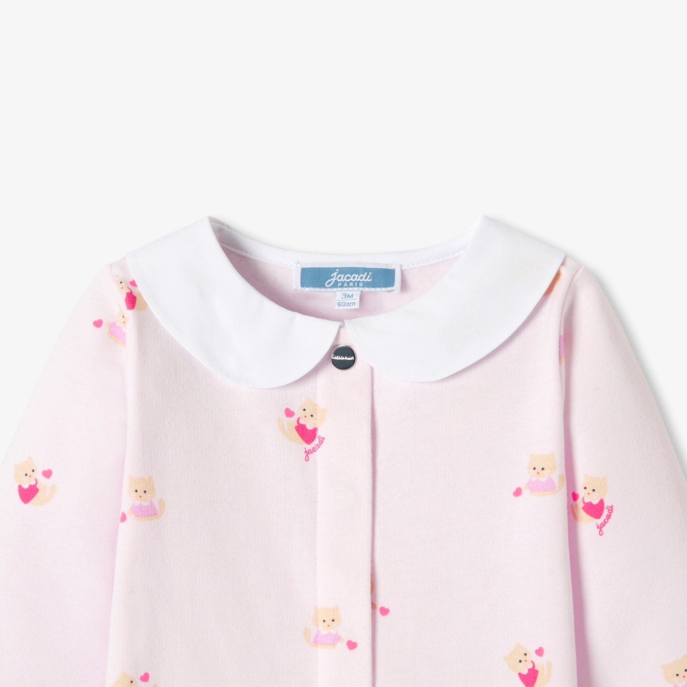 Baby girl fleece pyjamas with cat and heart motifs - rose/multico