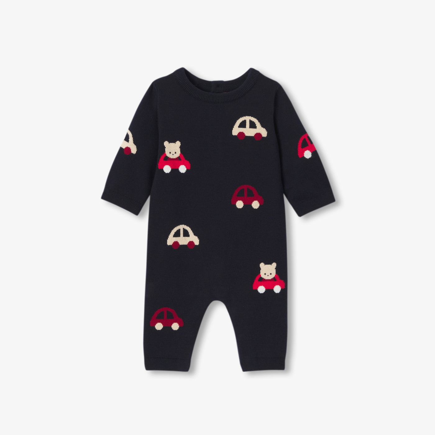 Baby boy pattern knit jumpsuit - marine/multico