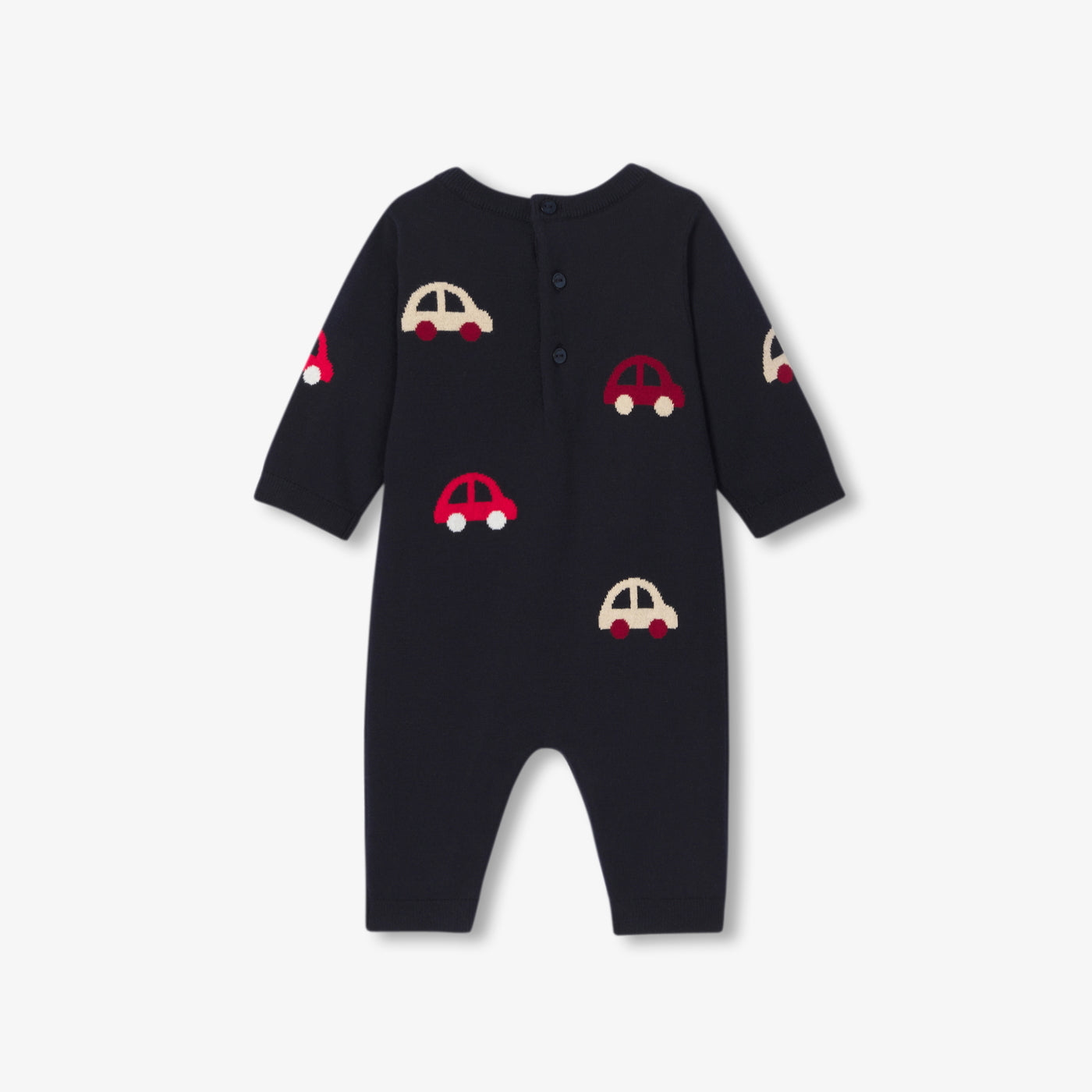 Baby boy pattern knit jumpsuit - marine/multico