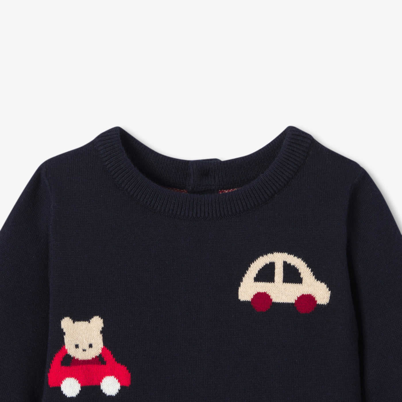 Baby boy pattern knit jumpsuit - marine/multico