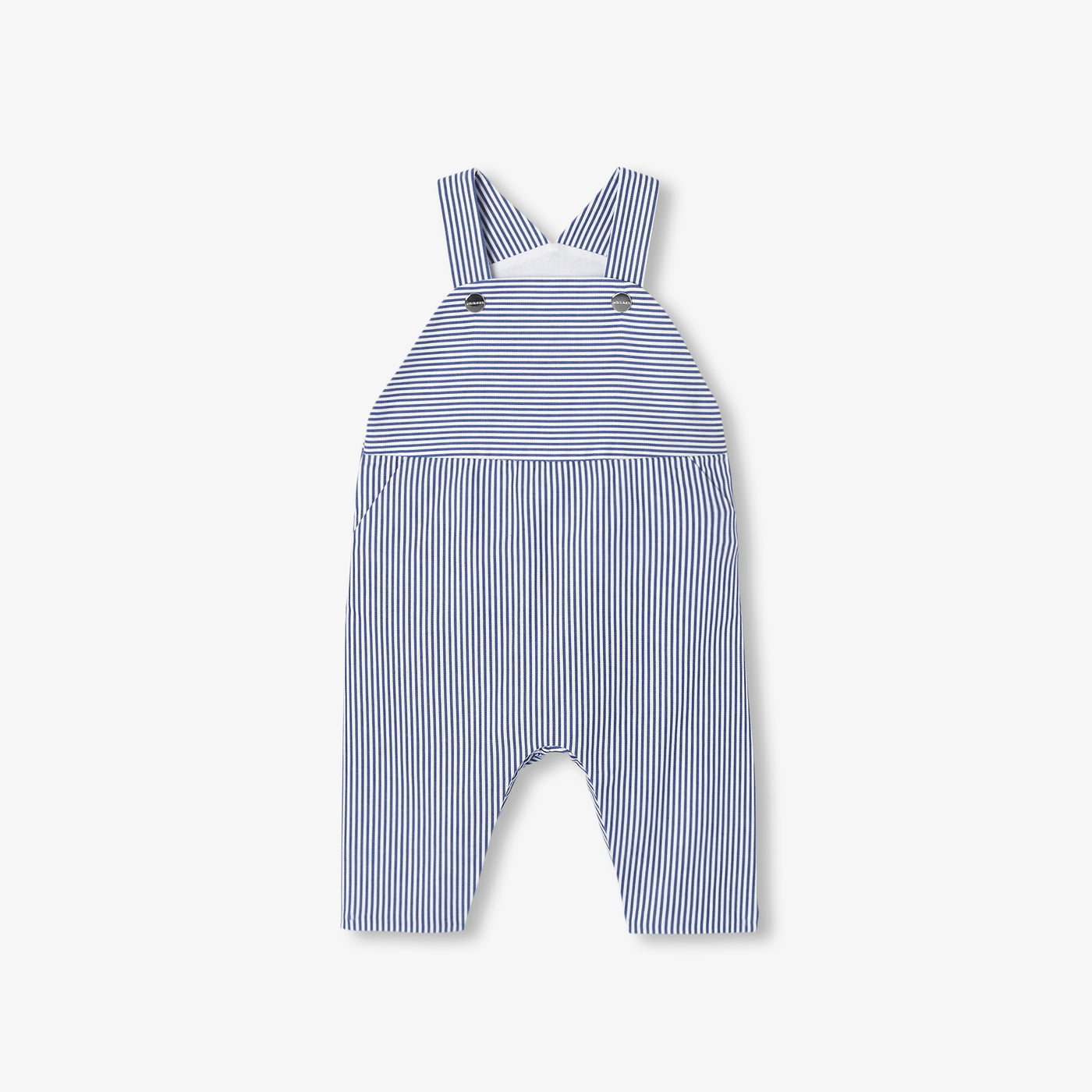 Baby boy striped twill overalls - bleu/blanc