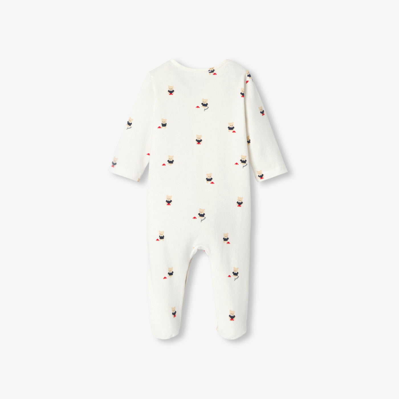 Baby brushed fleece pyjamas with bear motif - blanc doux/multico