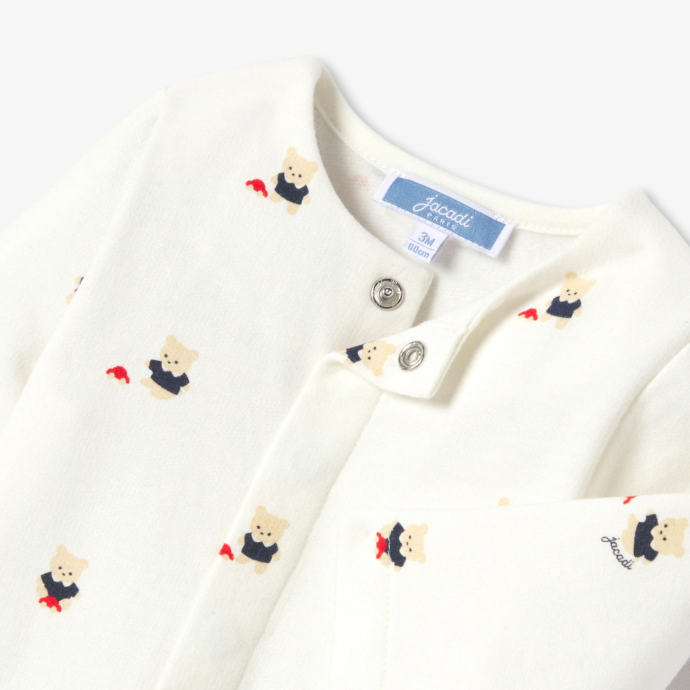 Baby brushed fleece pyjamas with bear motif - blanc doux/multico