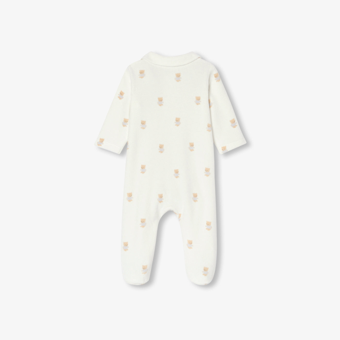 Baby velvet pyjamas with bear motif - blanc doux/multico