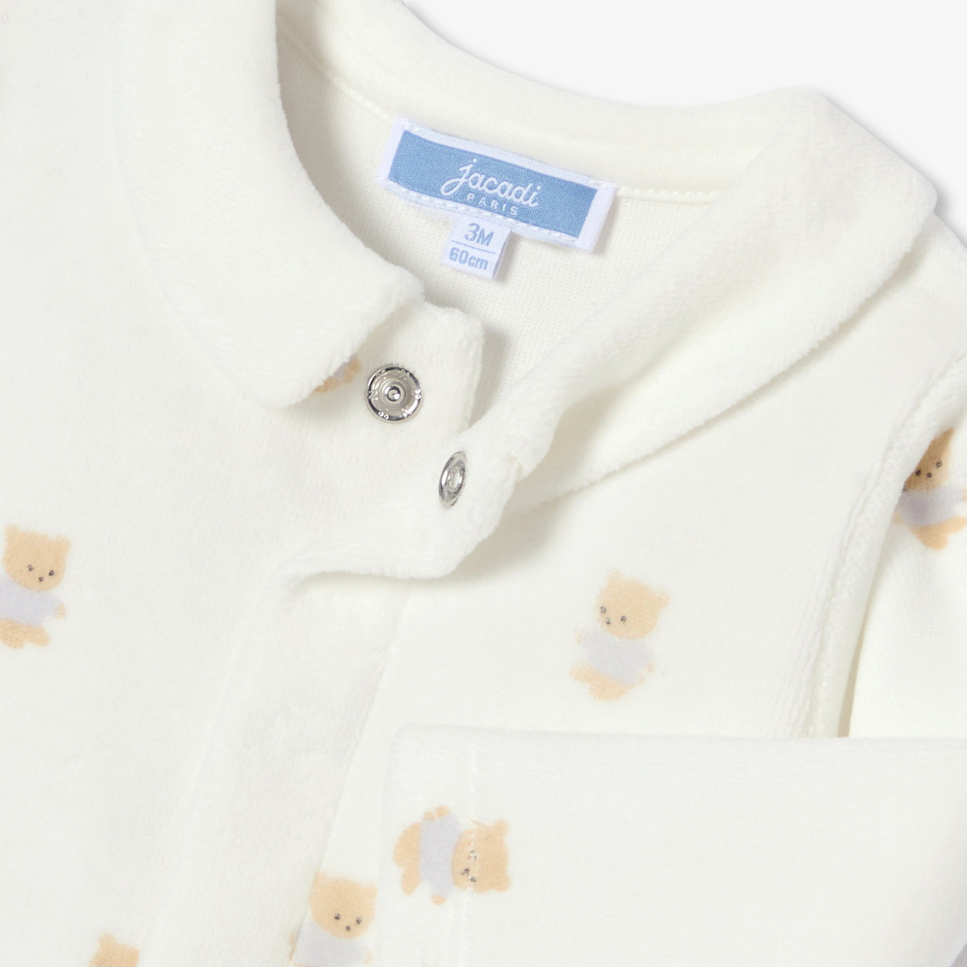 Baby velvet pyjamas with bear motif - blanc doux/multico