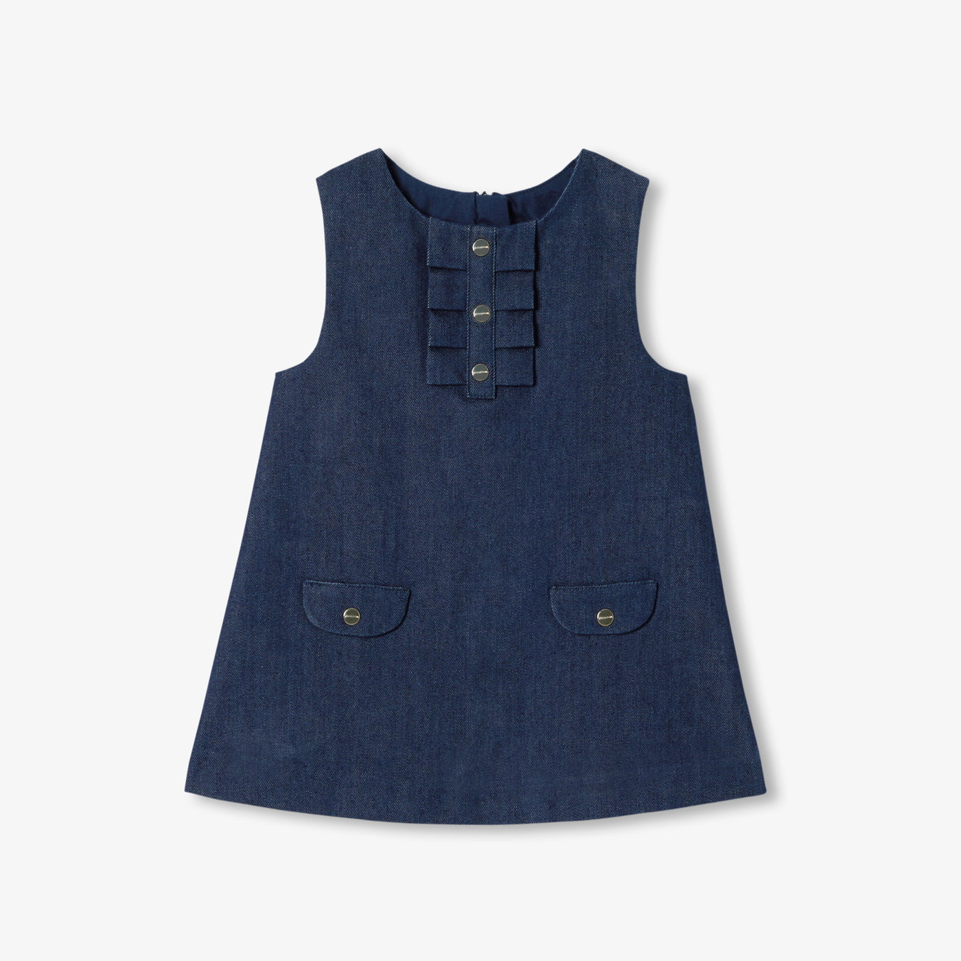 Baby girl denim pinafore dress - denim fonce
