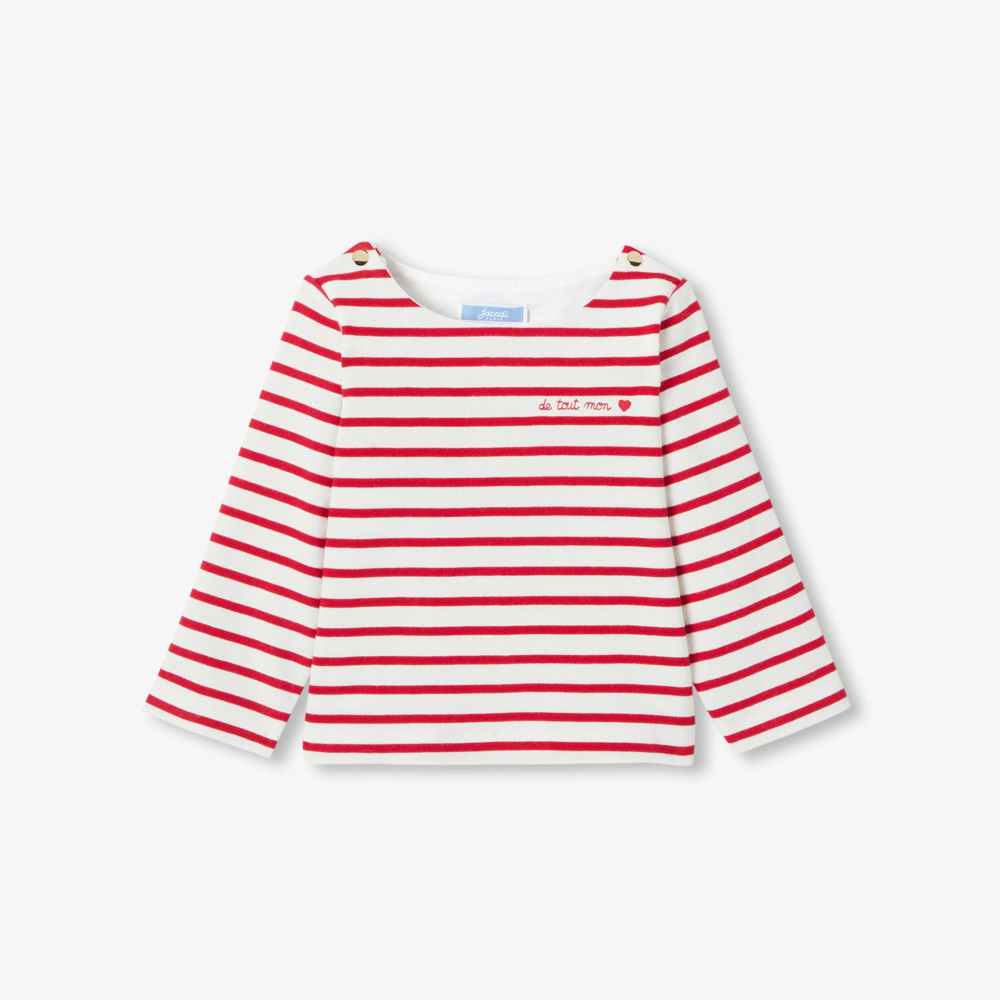 Baby girl lightweight fleece sailor top - blanc/rouge