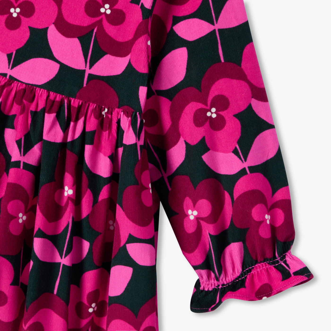 Baby girl long-sleeved velvet dress - marine/multico
