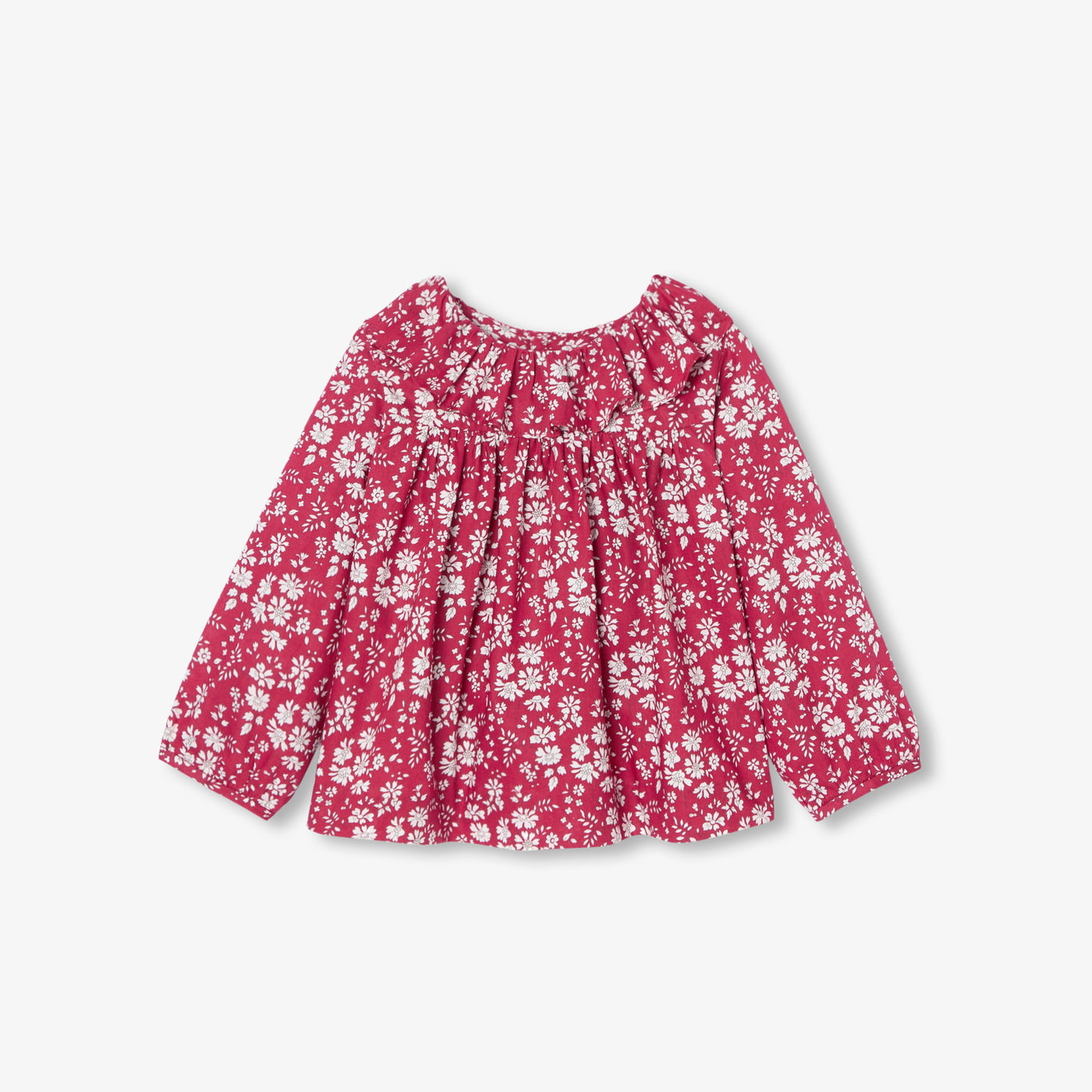 Baby girl Liberty fabric blouse - rouge/blanc