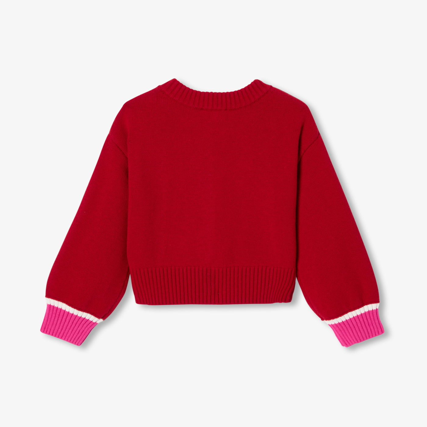 Girl wool blend Varsity cardigan - rouge brique
