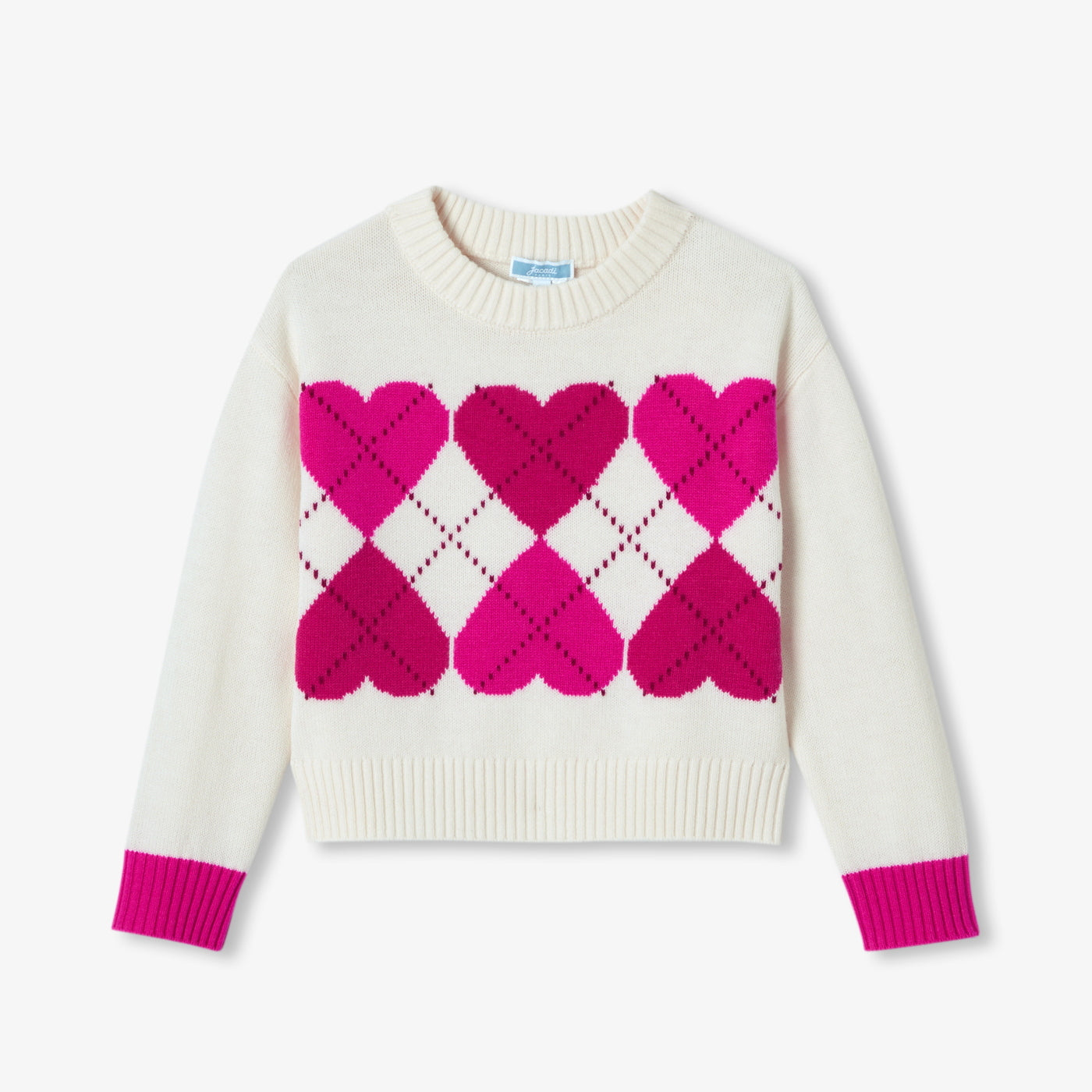Girl jacquard heart jumper - blanc doux/multico