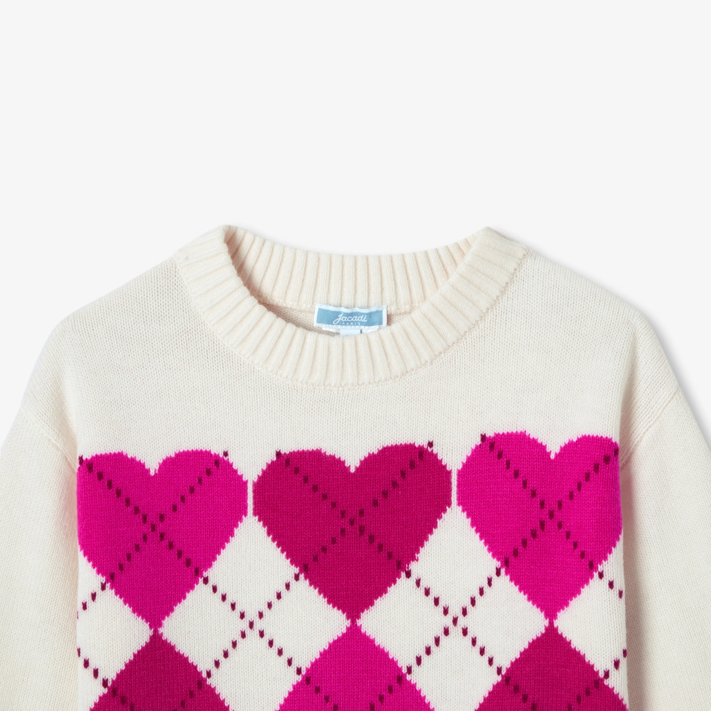 Girl jacquard heart jumper - blanc doux/multico