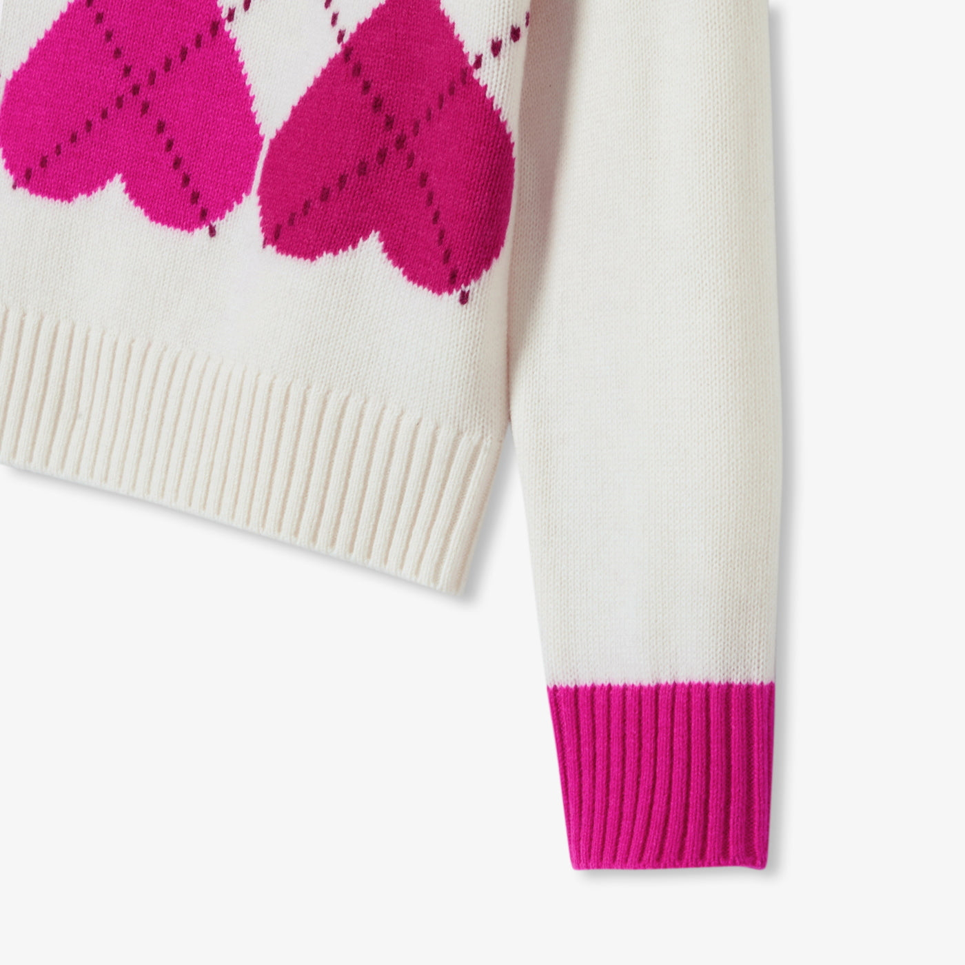 Girl jacquard heart jumper - blanc doux/multico