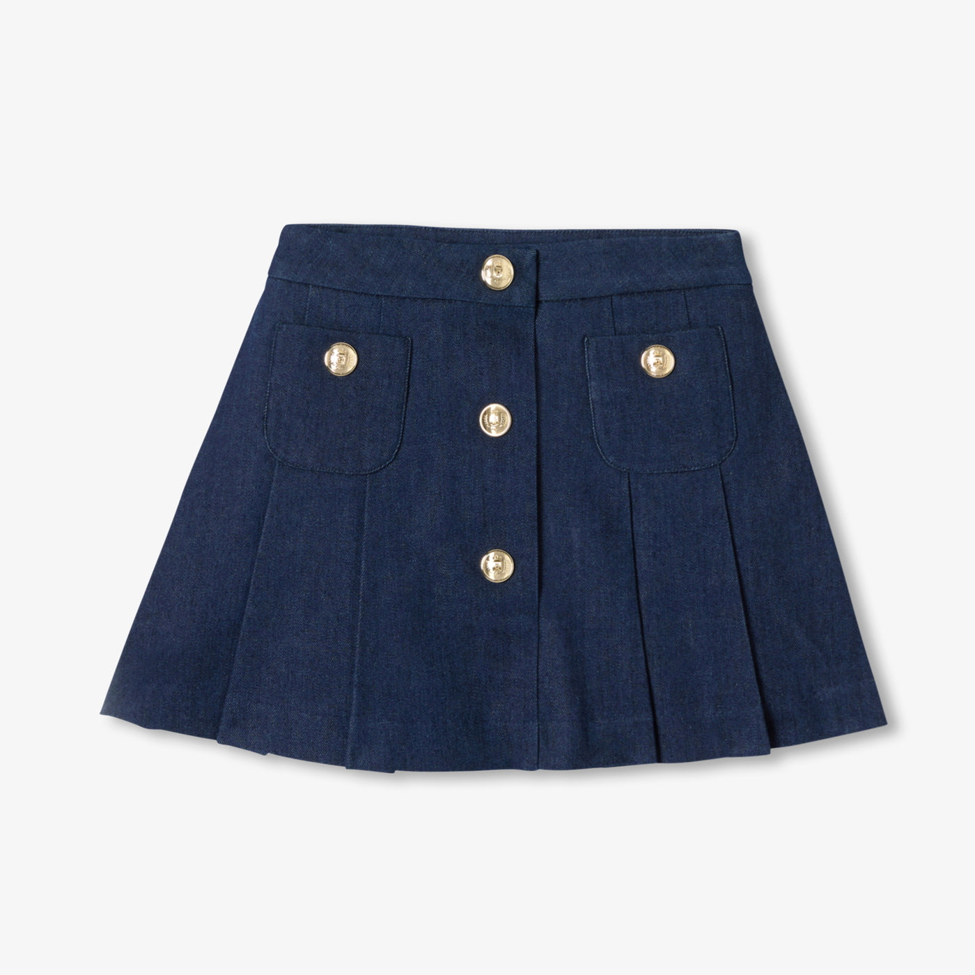 Girl pleated denim skirt - denim fonce
