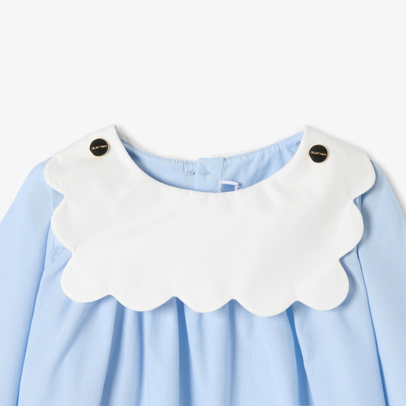 Baby girl blouse in elegant fil-à-fil cotton - bleu/blanc