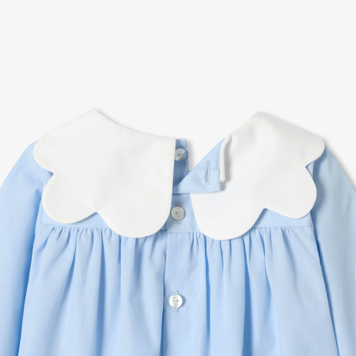 Baby girl blouse in elegant fil-à-fil cotton - bleu/blanc