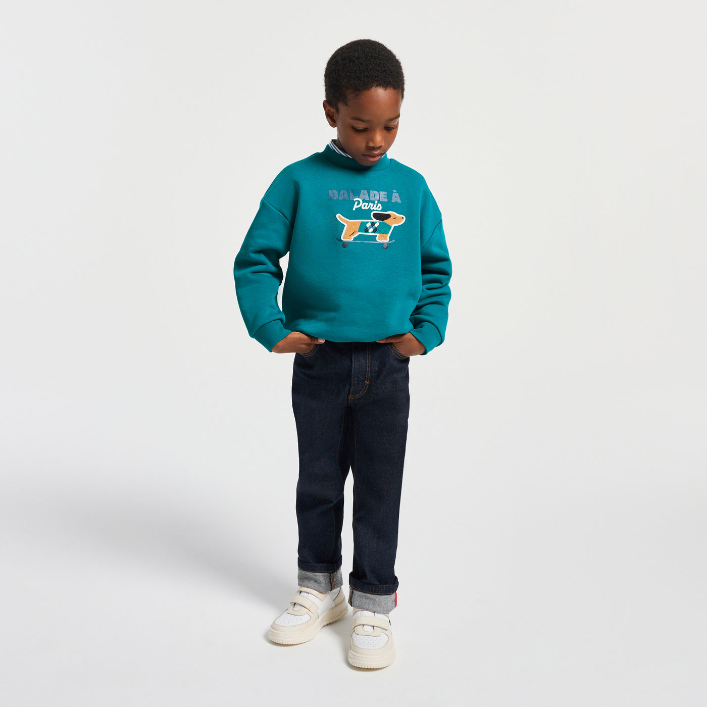 Boy fleece sweatshirt - petrole