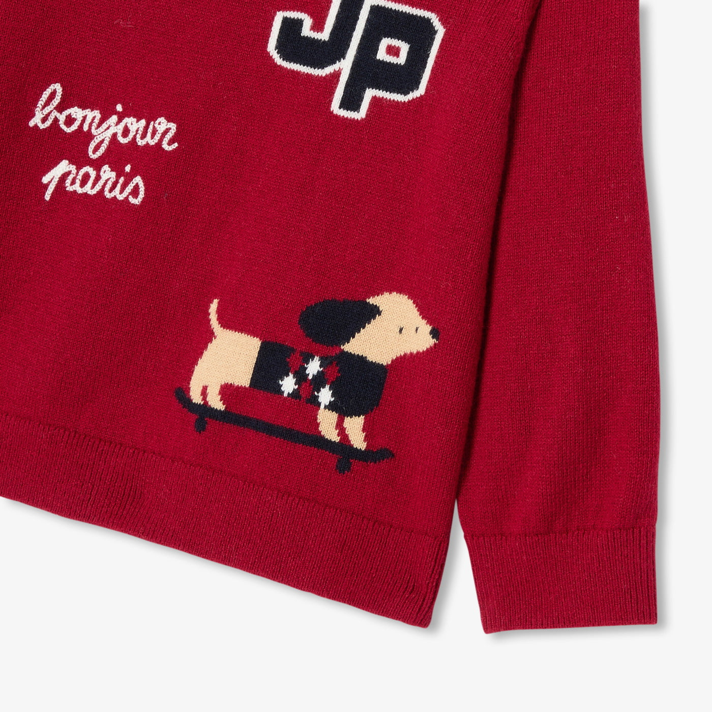 Baby boy cotton and wool jumper - rouge brique