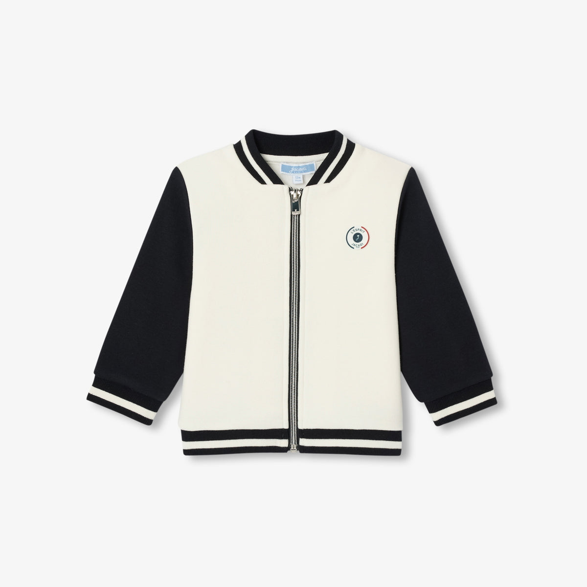 Baby boy zip-up fleece sweatshirt - marine/ecru