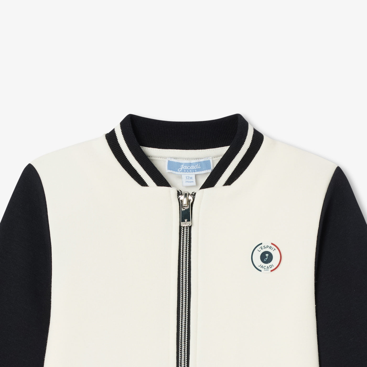 Baby boy zip-up fleece sweatshirt - marine/ecru