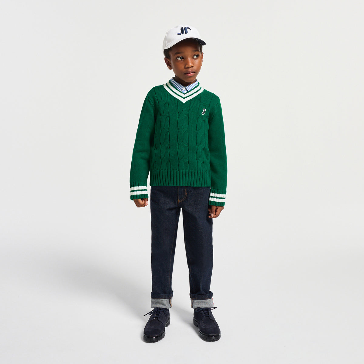Child cotton cricket jumper - vert cresson