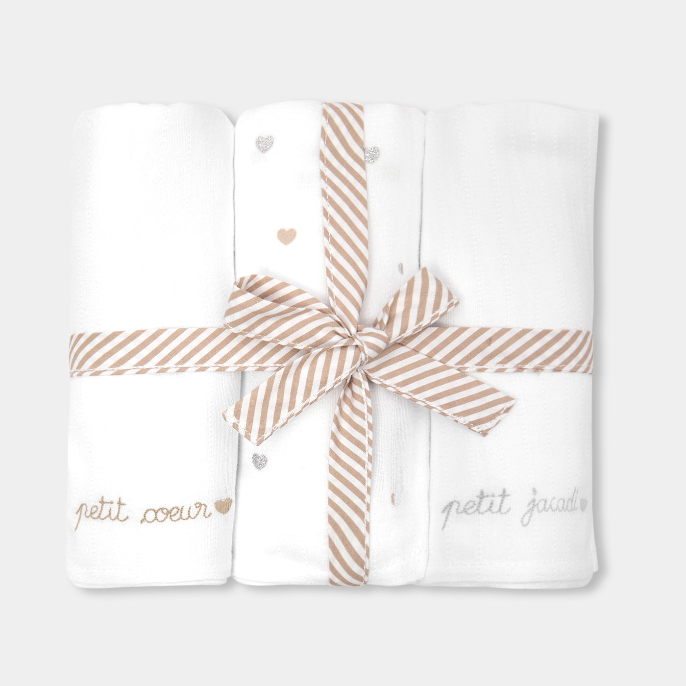 Set of 3 cotton muslin squares - blanc jacadi