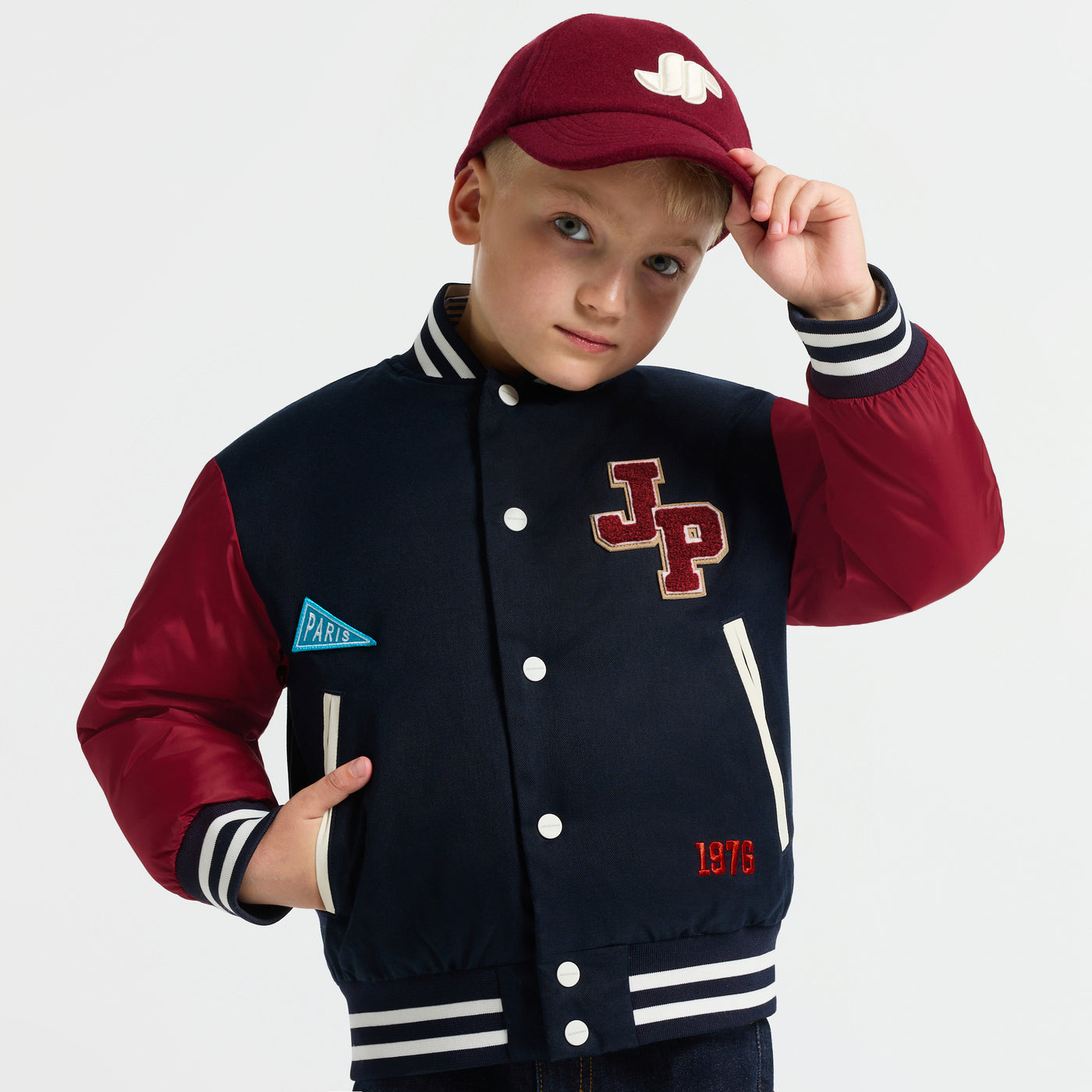 Child bi-material bomber jacket - marine jacadi