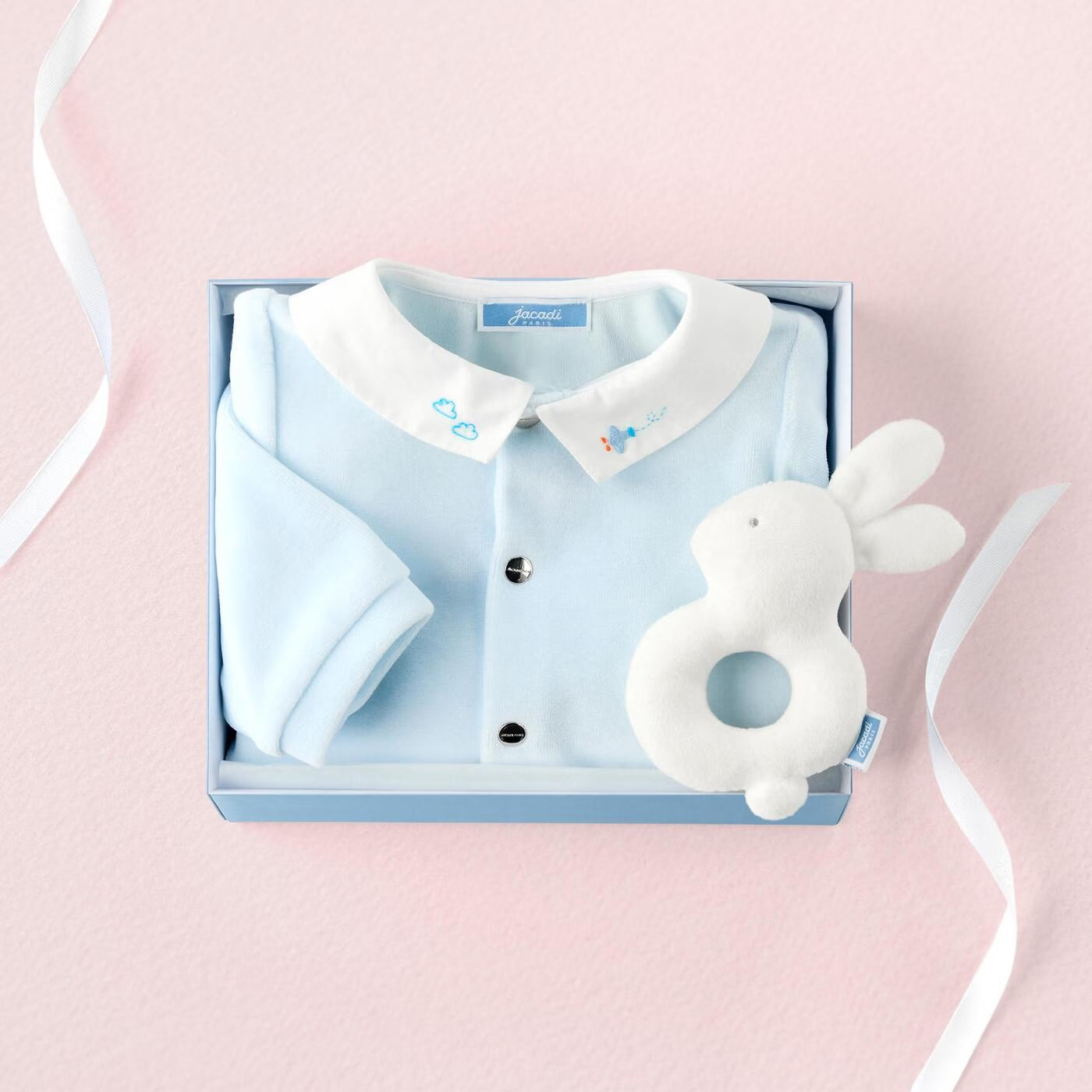 Baby boy's velvet pajamas - pale blue