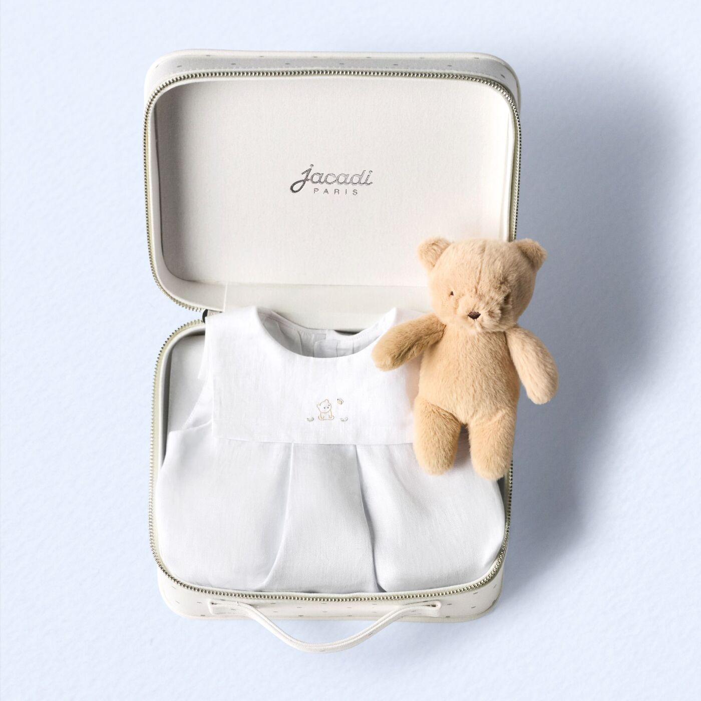 Baby boy linen romper - gris/blanc