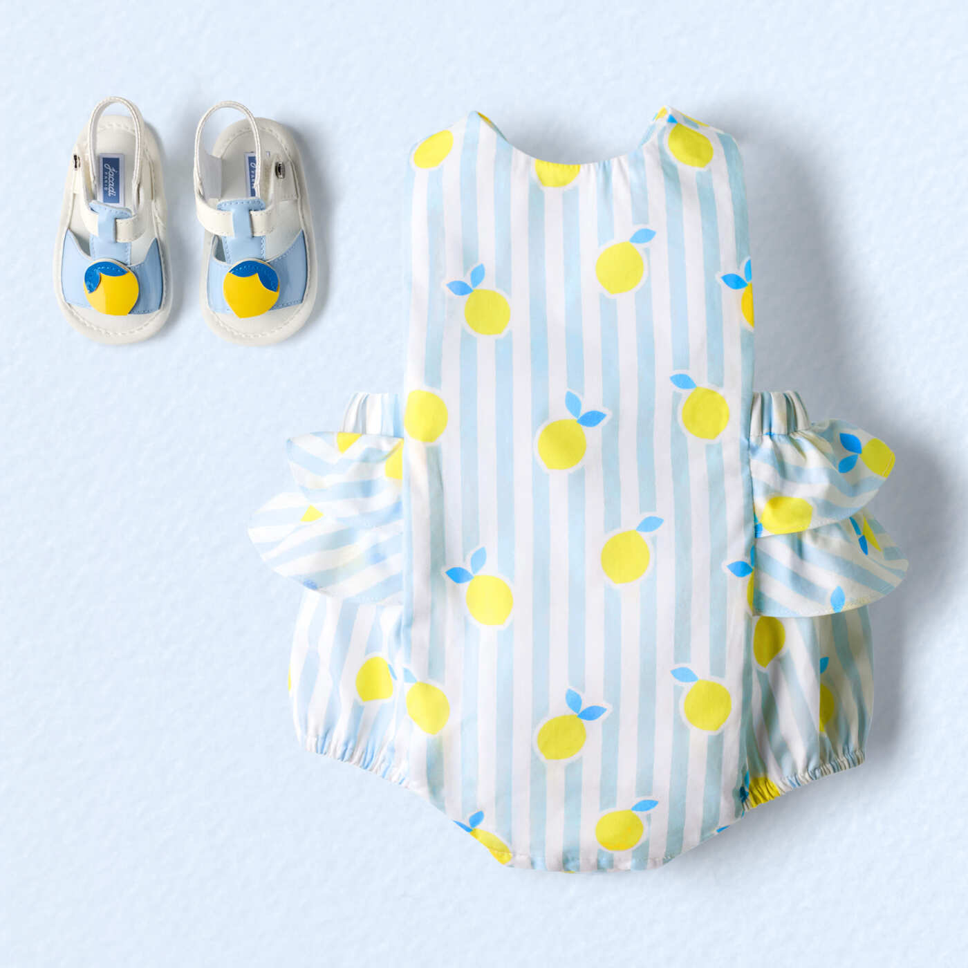 Baby girl poplin romper - blanc/multico