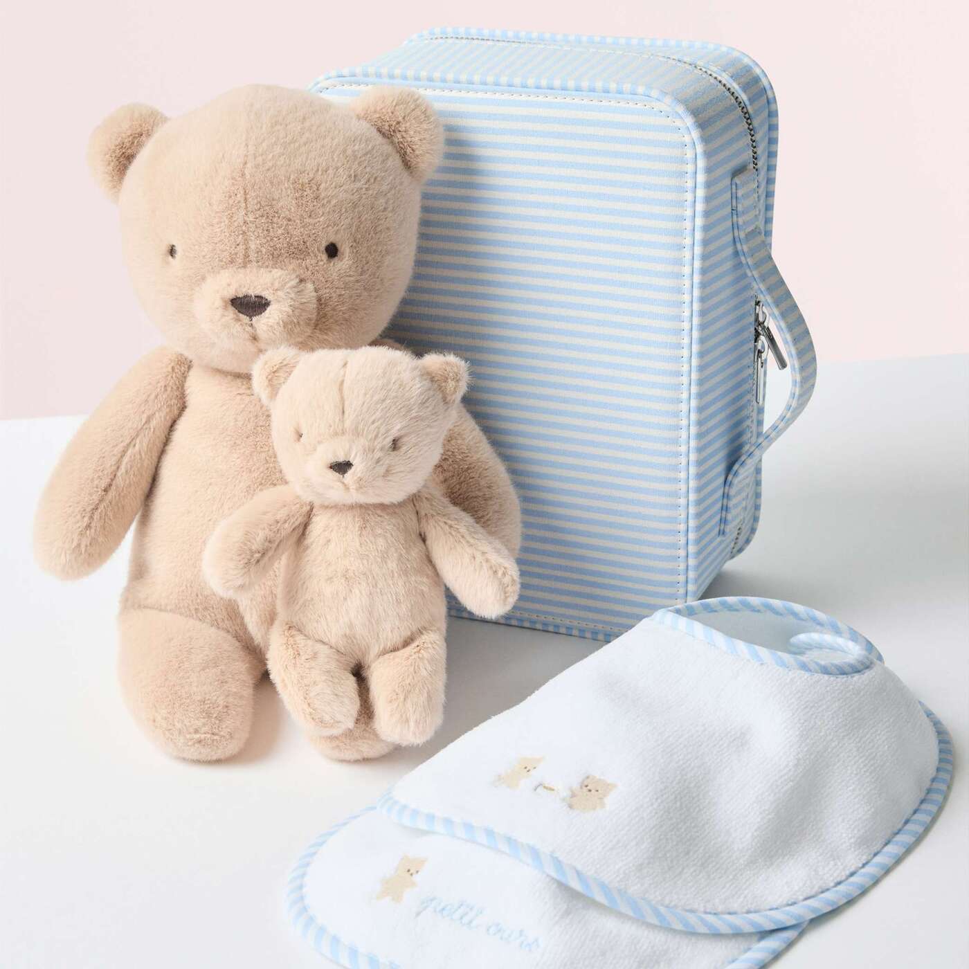 Baby boy set of 2 terry bibs - blanc/bleu