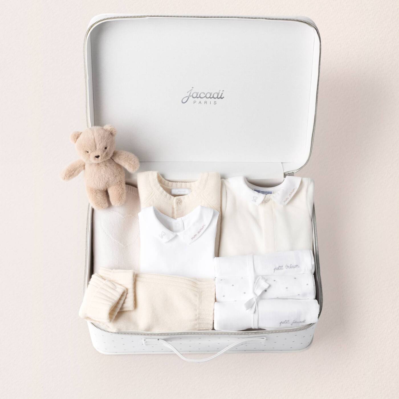 Set of 3 cotton baby swaddling clothes - blanc/gris