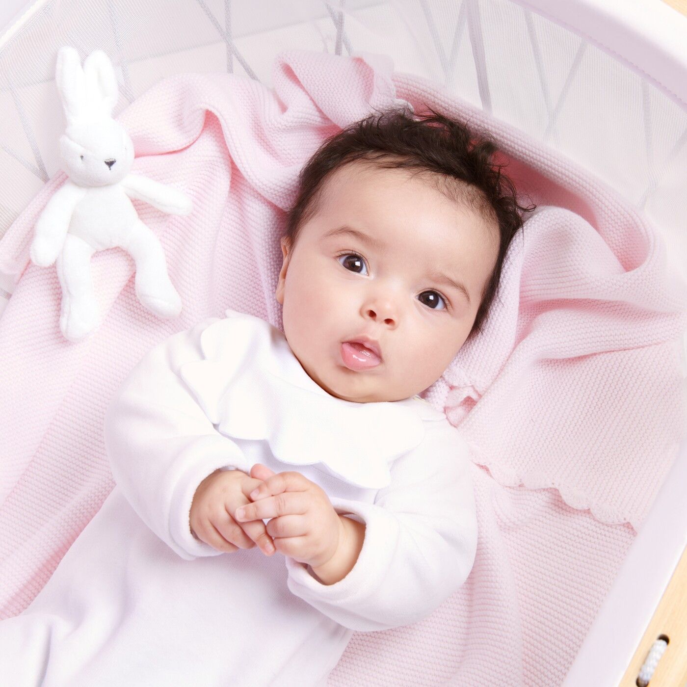Scalloped blanket - jacadi pale pink
