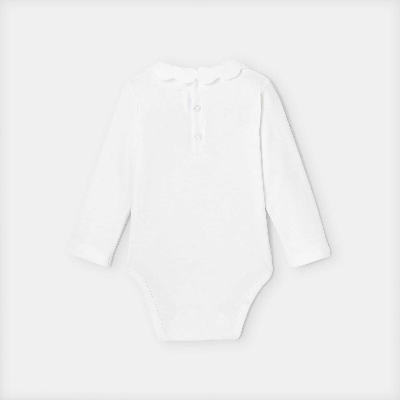 Baby girl bodysuit with scalloped collar
