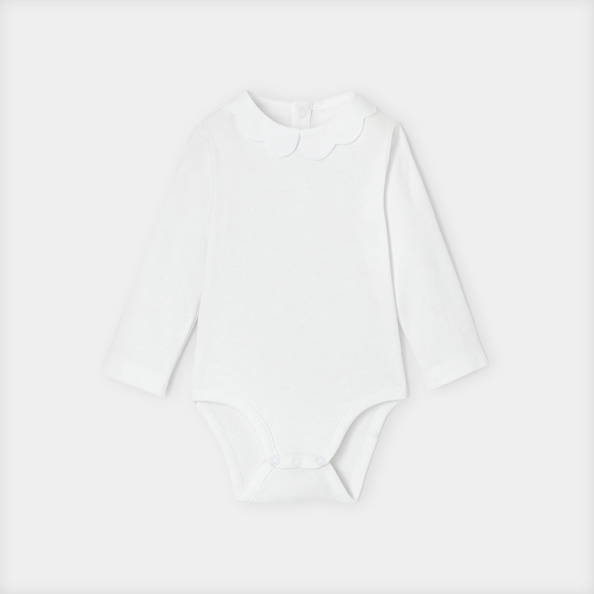 Baby girl bodysuit with scalloped collar
