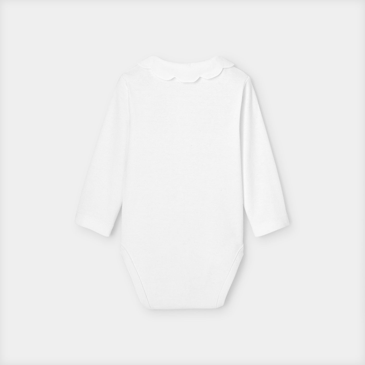 Baby girl bodysuit with scalloped collar