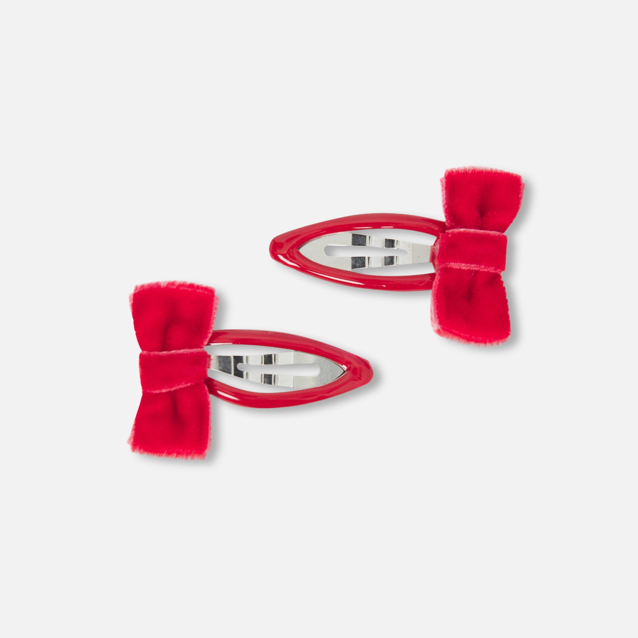 Jacadi baby girl duo of clic-clac hair clips with velvet bow and fine sequins — luxury baby accessory
