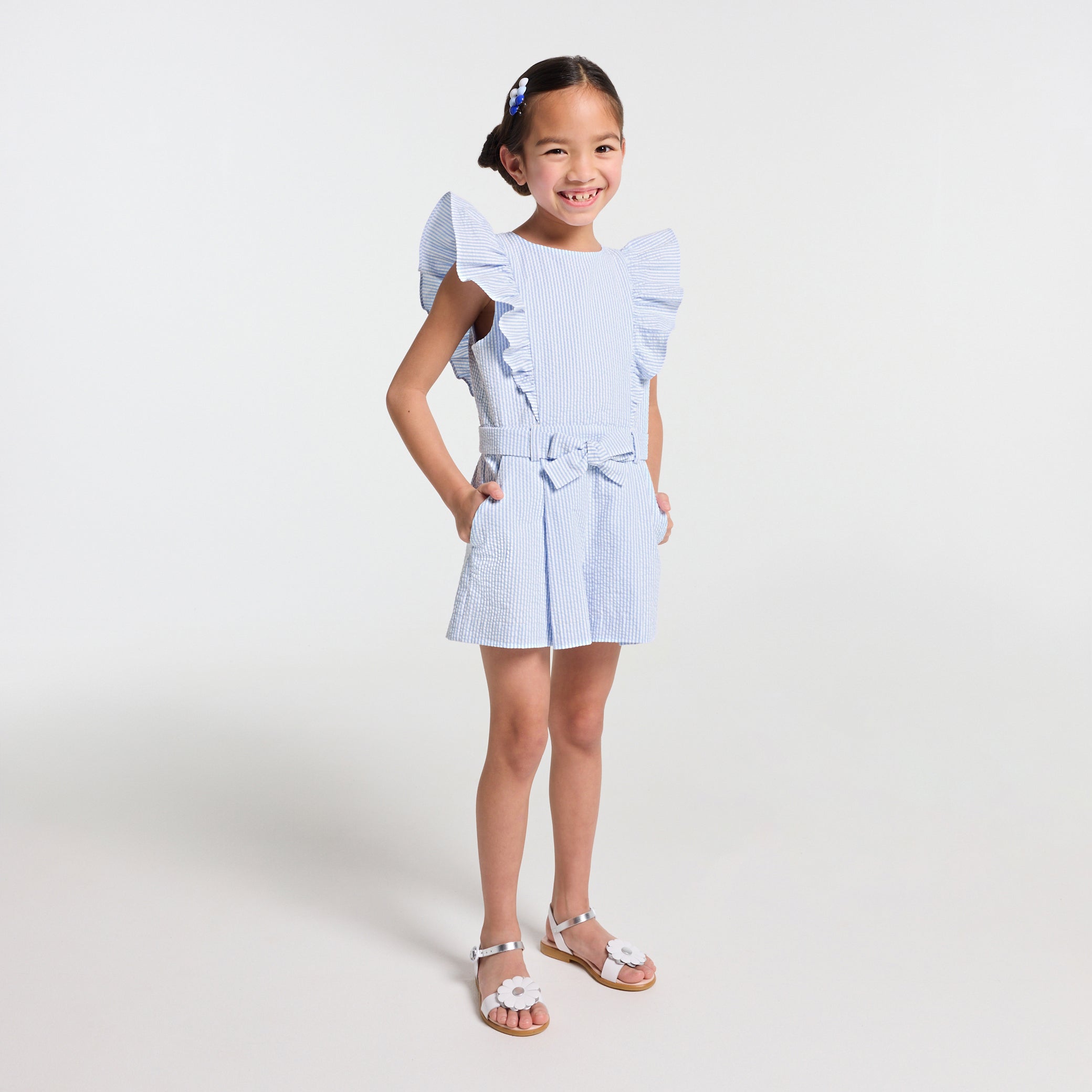 Girl seersucker jumpsuit