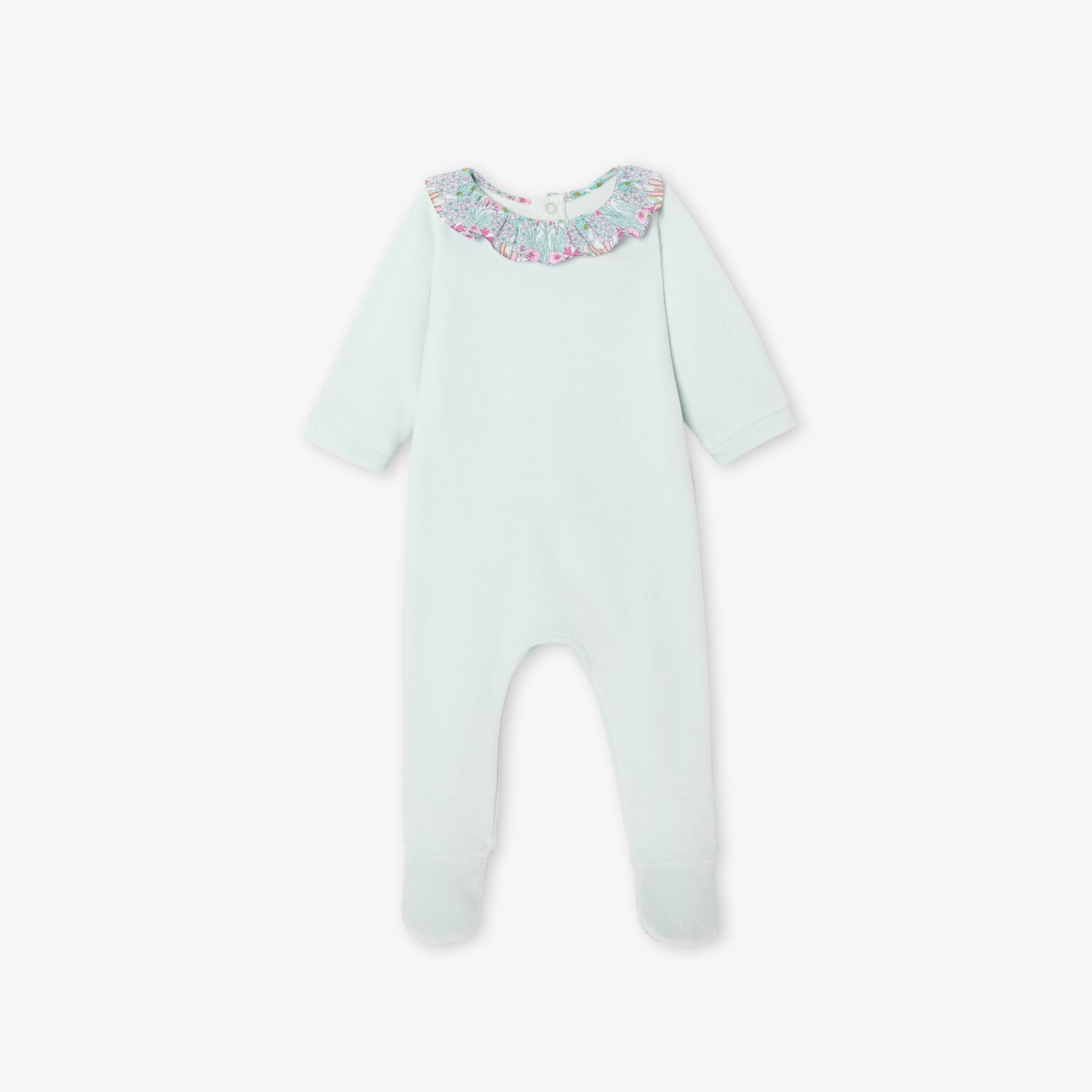 Baby girl velvet pyjamas - bleu aqua
