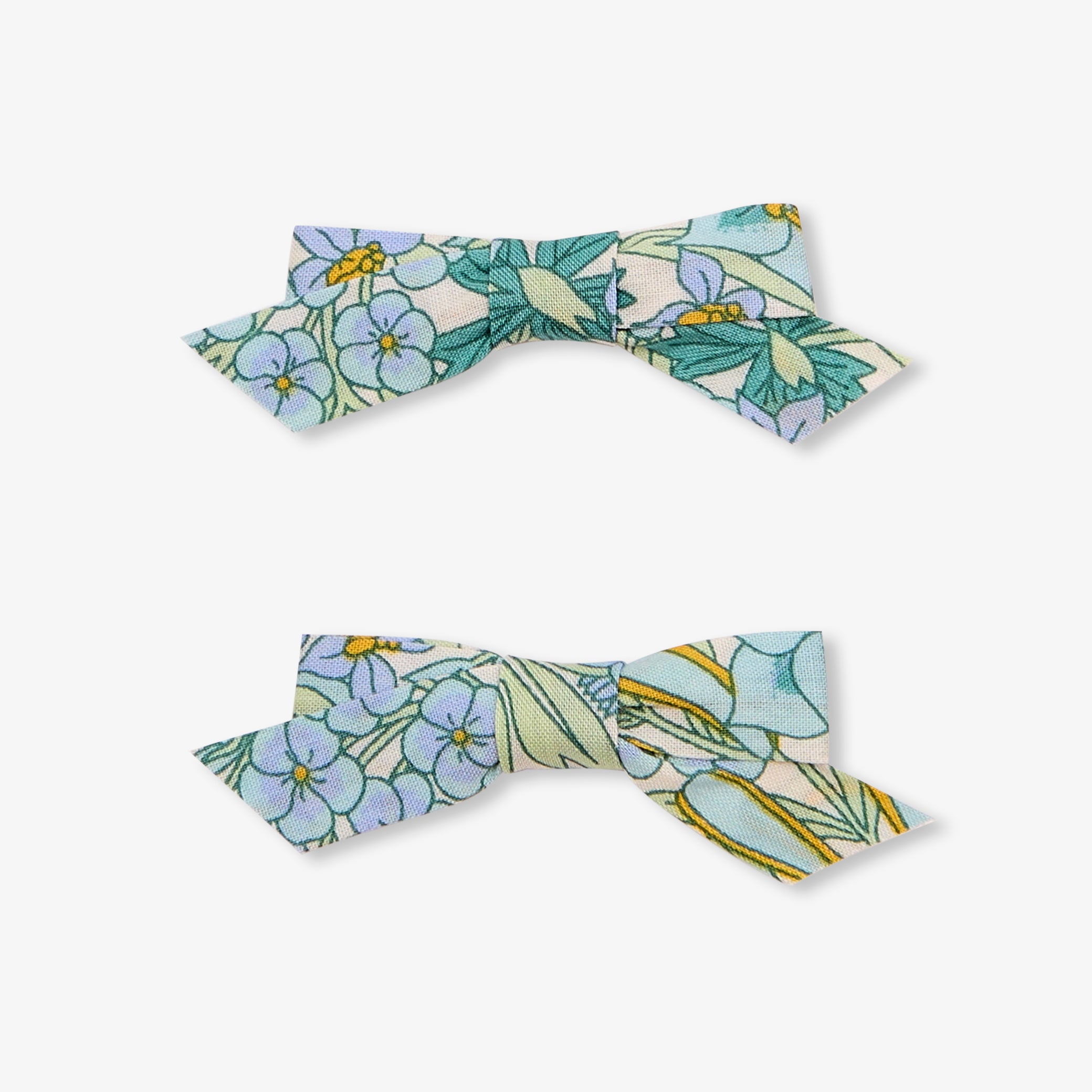 Baby girl duo of Liberty fabric bow hair clips - ciel/multico