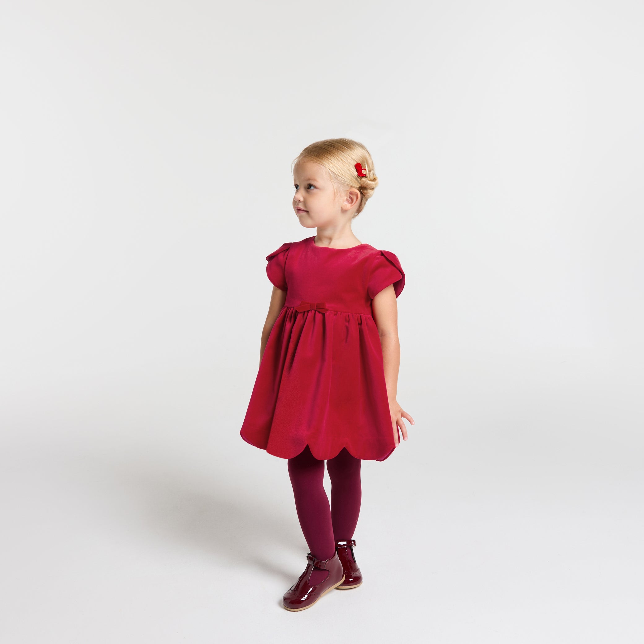 Baby girl Christmas dress in smooth velvet - rouge jacadi