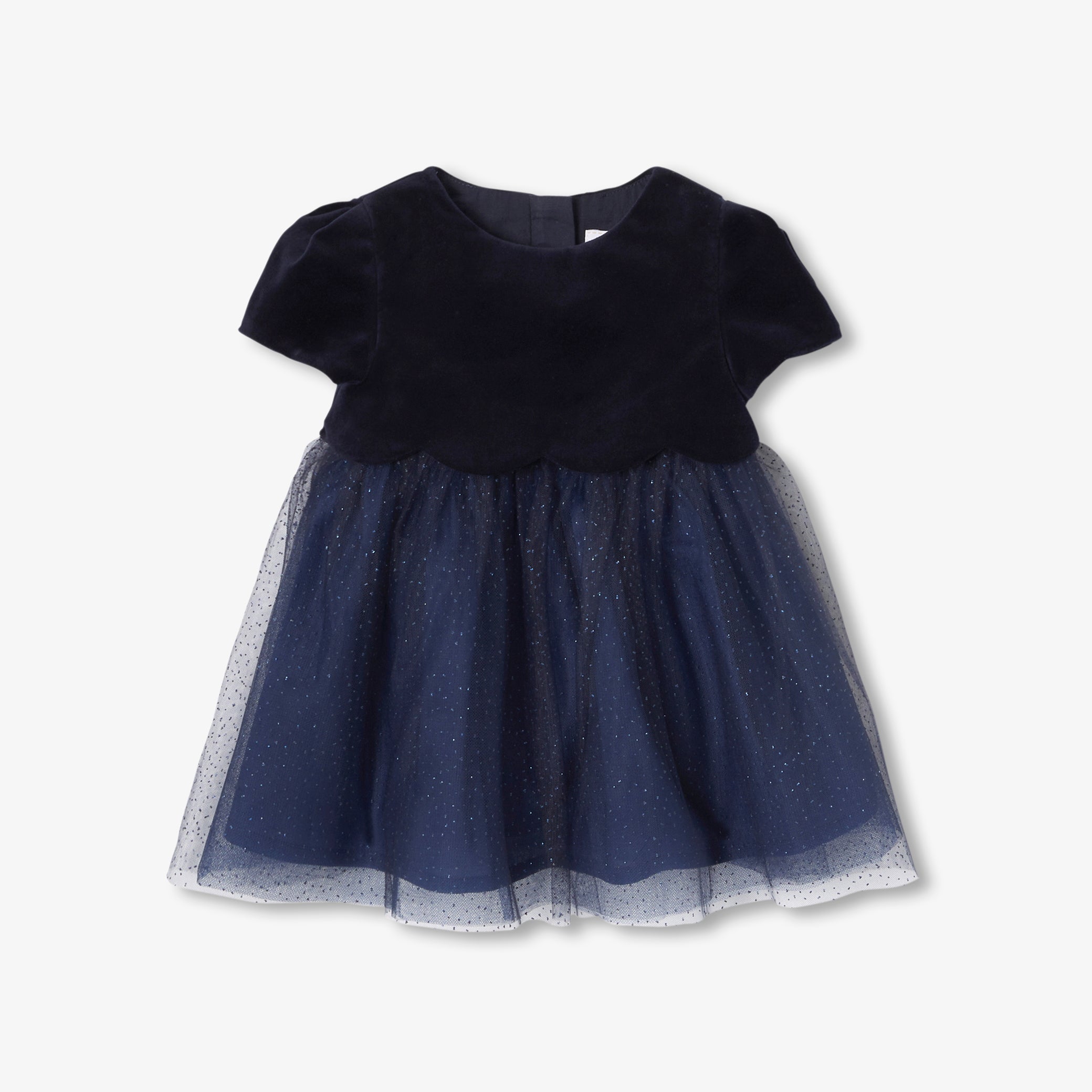 Baby girl two-material Christmas dress - marine jacadi