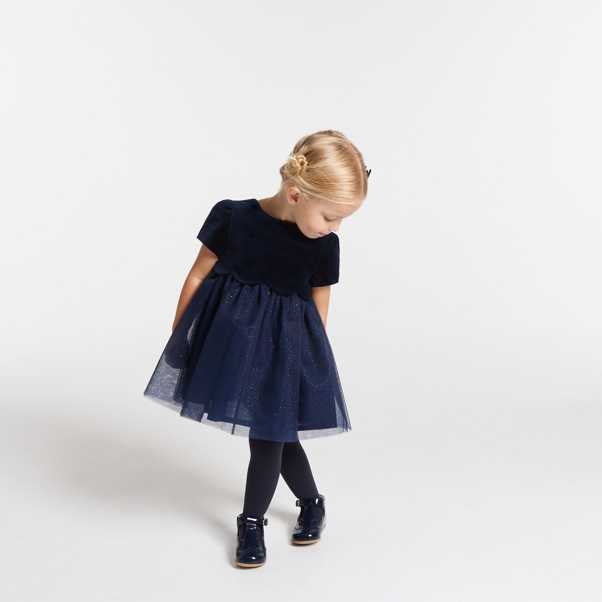 Baby girl two-material Christmas dress - marine jacadi